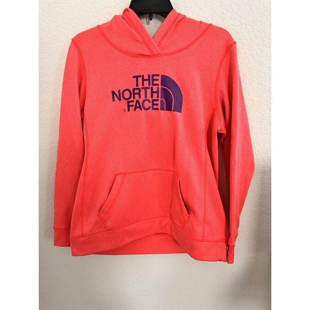 The North Face Womens Bright Neon Pink/Orange Hooded Pullover Sweatshirt. Size L